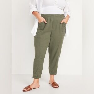 Old Navy High Rise Linen Blend Crop Pants